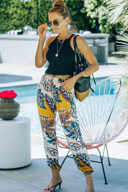 tropical print joggers