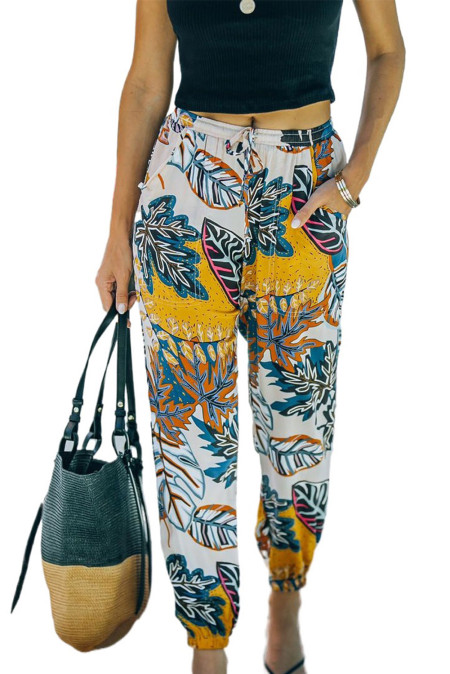 tropical print joggers