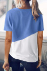 Camiseta colorblock con cuello redondo azul cielo