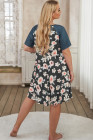 Floral Contrast Plus Size T-shirt Midi Dress