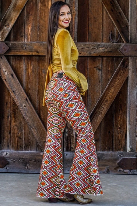 boho print flare pants