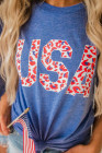 USA T-Shirt mit Leopardenmuster