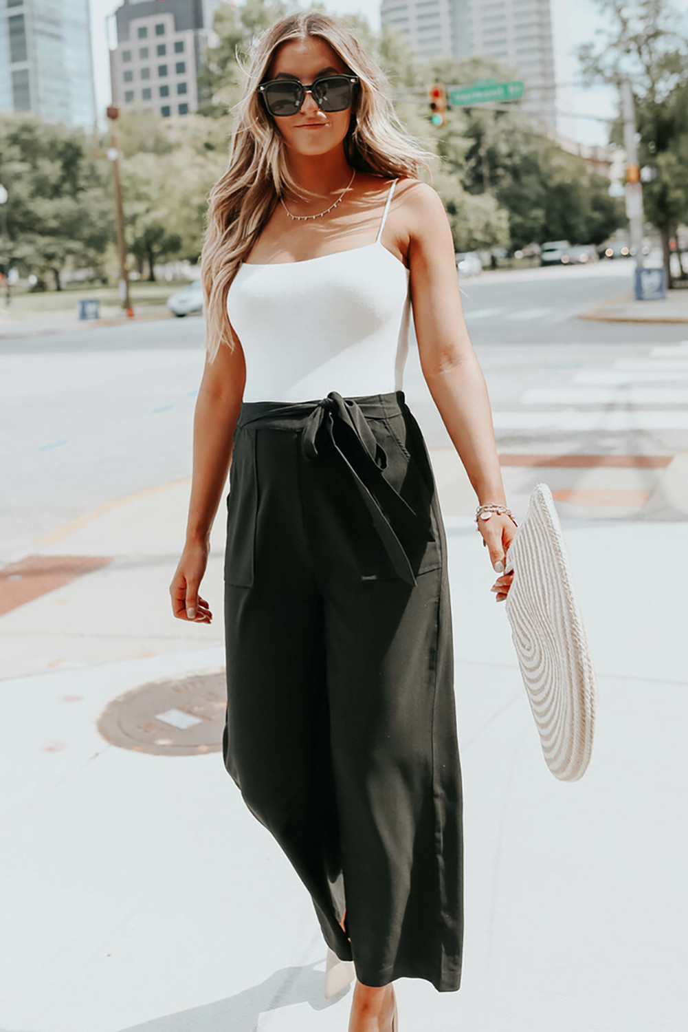 flat front wide leg pants