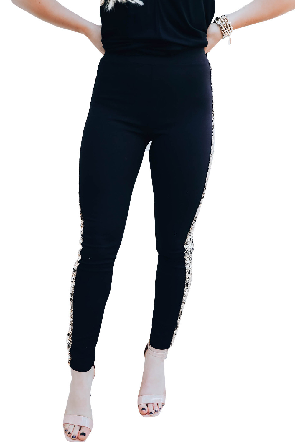 US$6.6 Sequin Skinny Ankle Length High Waist Pants Wholesale Online