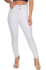 White High Waisted Buttons Jeans
