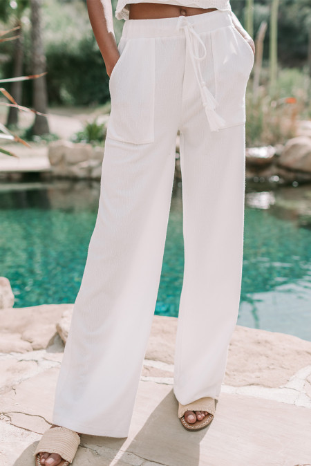 white drawstring pants womens