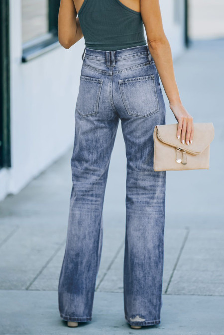 white ripped flare jeans