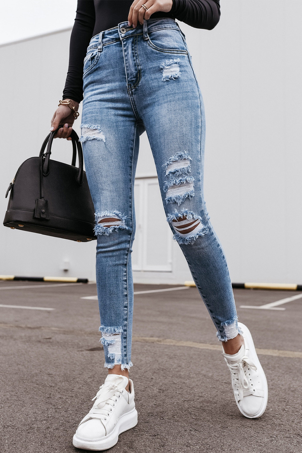 ripped tapered jeans