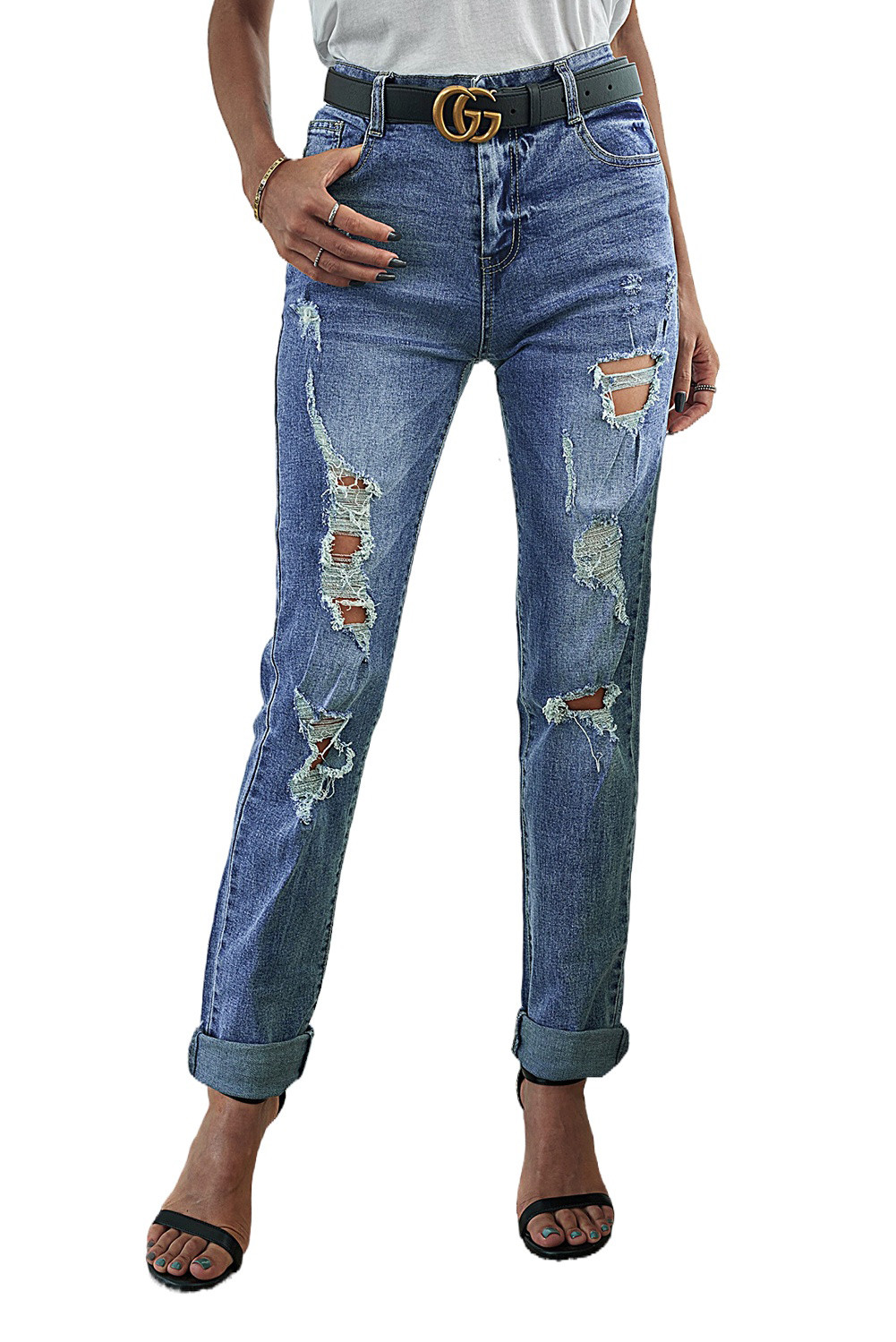 destroyed boyfriend jeans