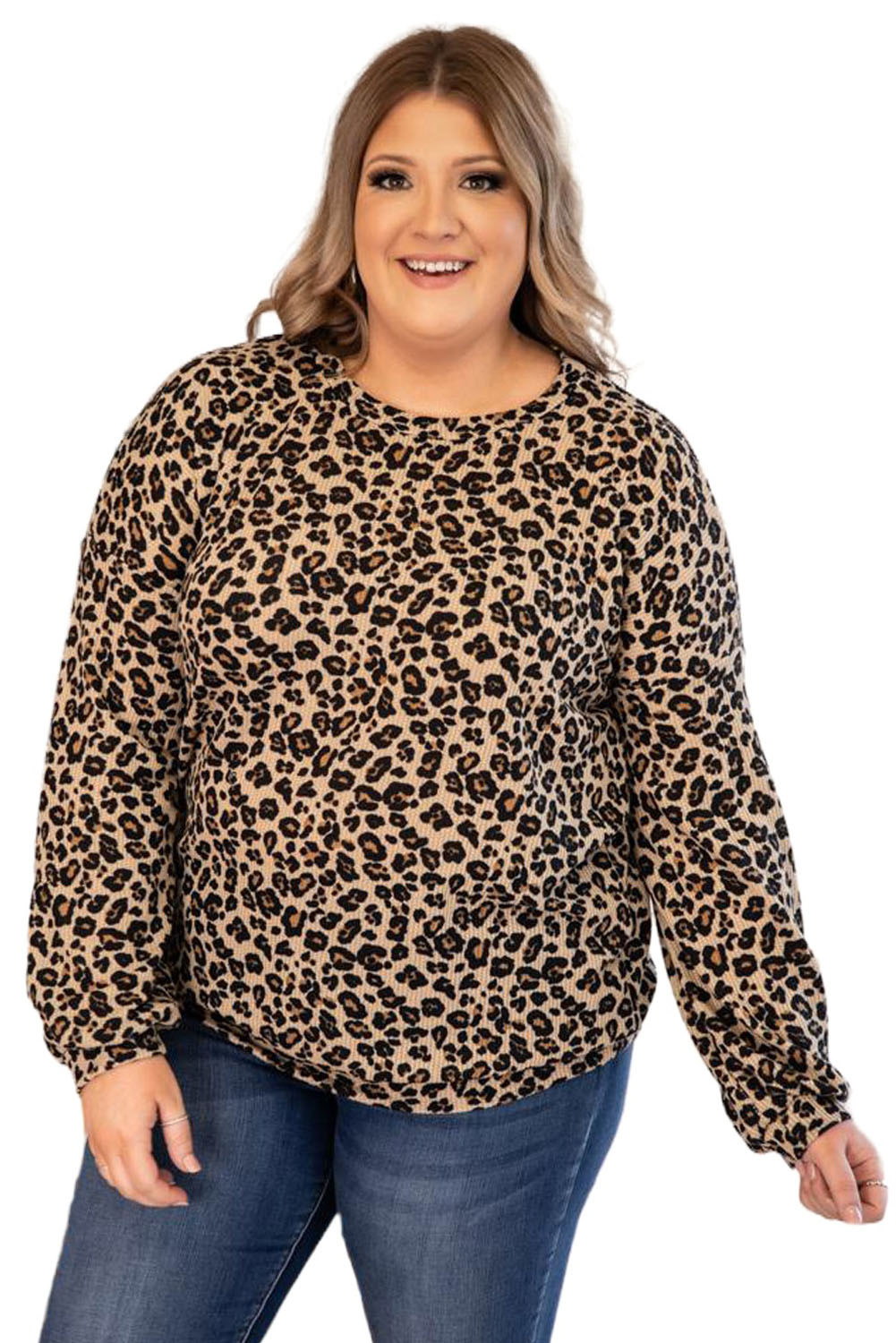 US$6.98 Leopard Print Long Sleeve Plus Size Blouse Wholesale - www.dear ...
