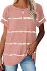 Camiseta holgada con estampado de rayas rosas
