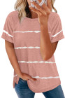 Camiseta holgada con estampado de rayas rosas