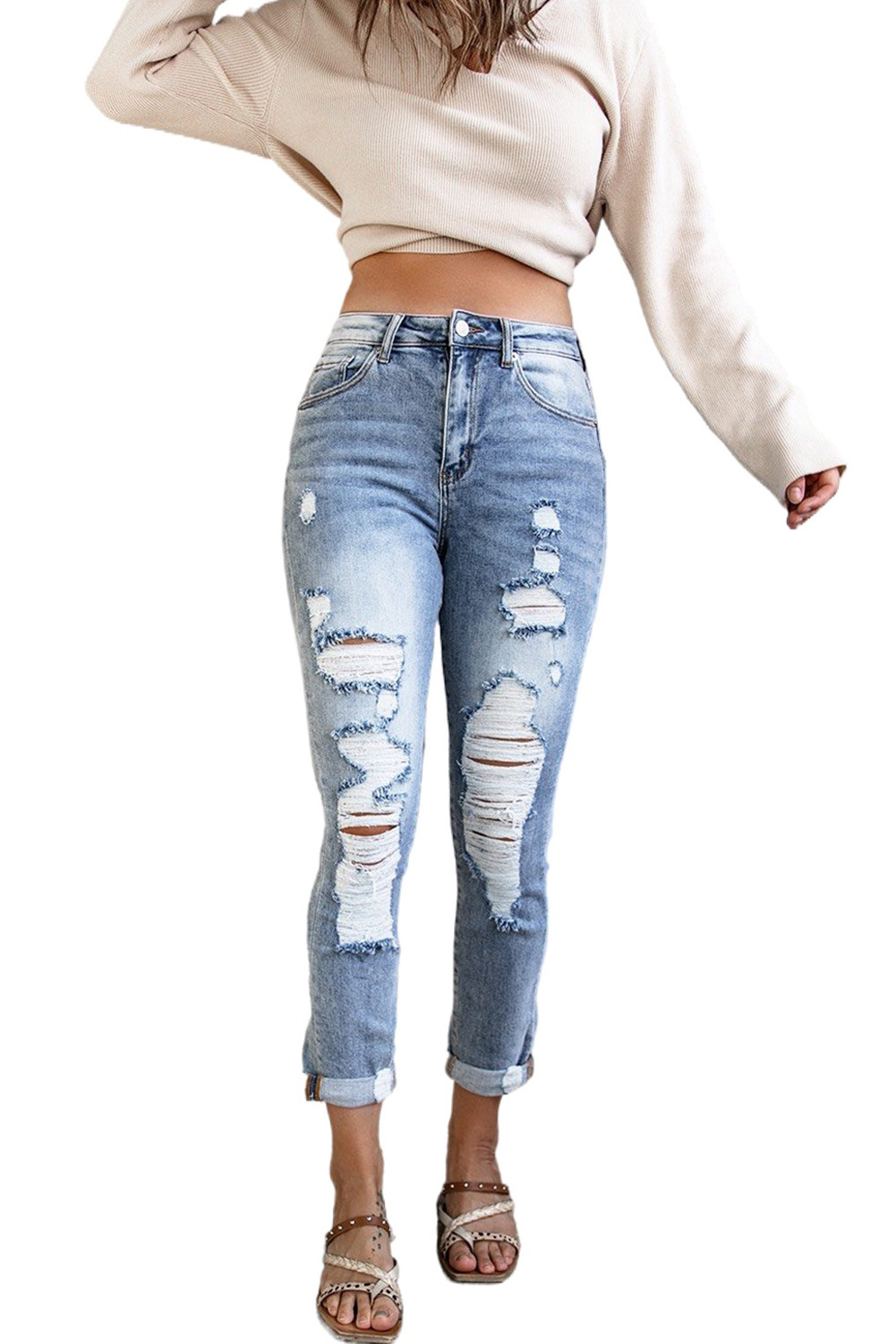 sky blue high waisted jeans