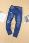 Blue High Rise Distressed Skinny Jeans