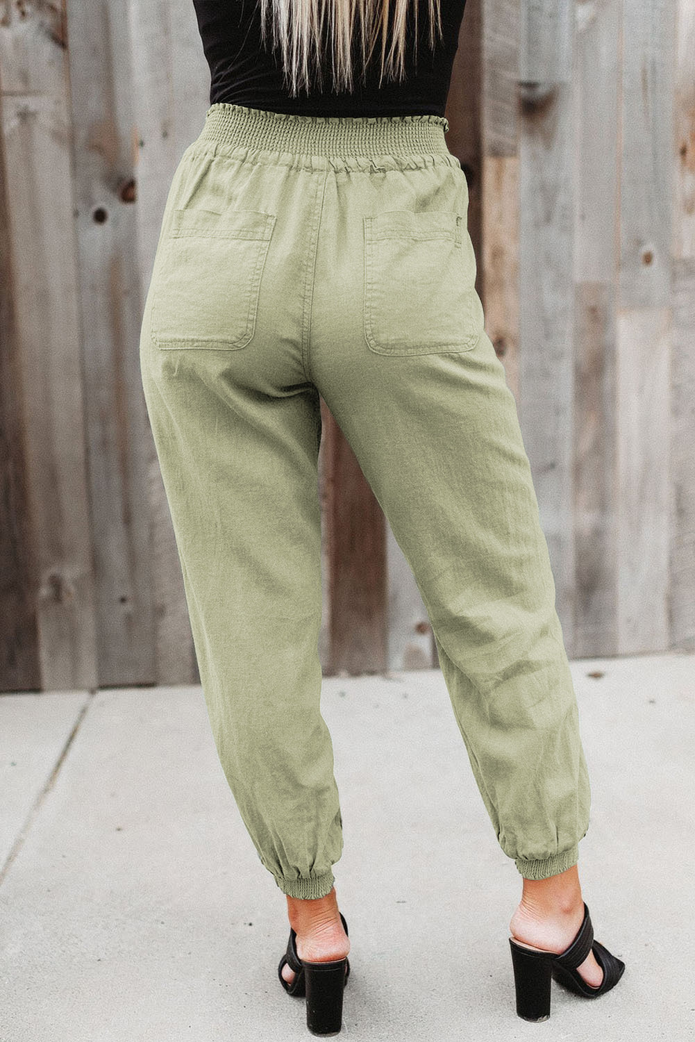 US$7.4 Green Elastic Waist Jogger Pants with Pocket Wholesale - www.dear-lover.com