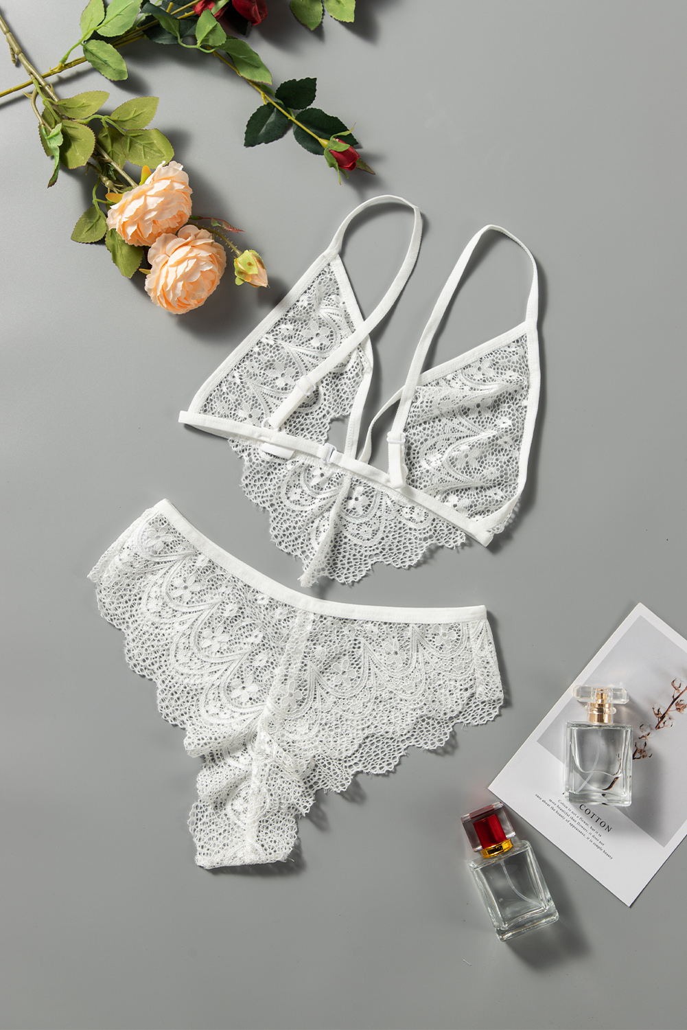 Buy White Hollow Out Lace Bra Panty Lingerie Set US 4 6 S