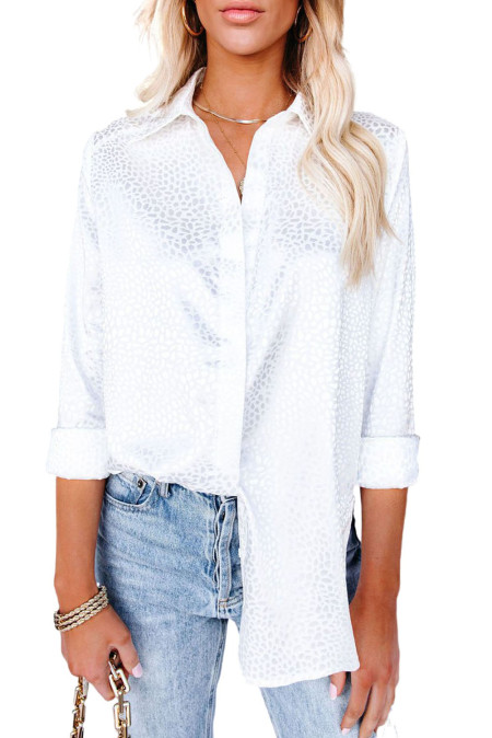 US$8.98 White Printed Button-up Long Sleeve Shirt Wholesale - www.dear ...