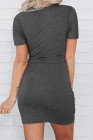 Black Crew Neck Twist Hollow-out T-shirt Mini Dress with Ruched Detail