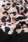 Leopard Zip Stand Collar Dropped Sleeve Sweatshirt