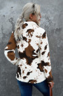 Fleece-Sweatshirt mit Reißverschluss und Kuh-Print
