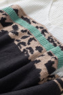 Pullover mit V-Ausschnitt und Farbblockmuster mit Leopardenmuster
