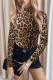Leopard High Neck Slim-fit Long Sleeve Top