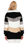 Black Colorblock Zip Up Sherpa Coat with Hooded