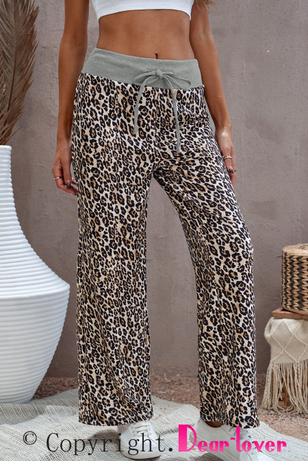 wide leg leopard print pants