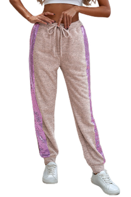 black pants with purple stripe