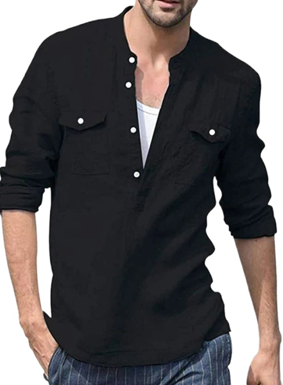 half button shirts mens