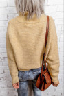 Khaki Zip Knitted High Neck Sweater