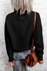 Black Zip Knitted High Neck Sweater