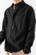 Черная мужская рубашка с воротником-стойкой из однотонной хлопковой смеси