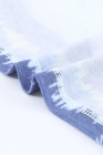 Tie-dyed Print Pom Pom Trim Long Sleeve Top