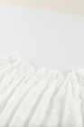 Белая укороченная блуза в швейцарский горошек с открытыми плечами