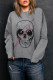Gray Halloween Skull Graphic Sweatshirt