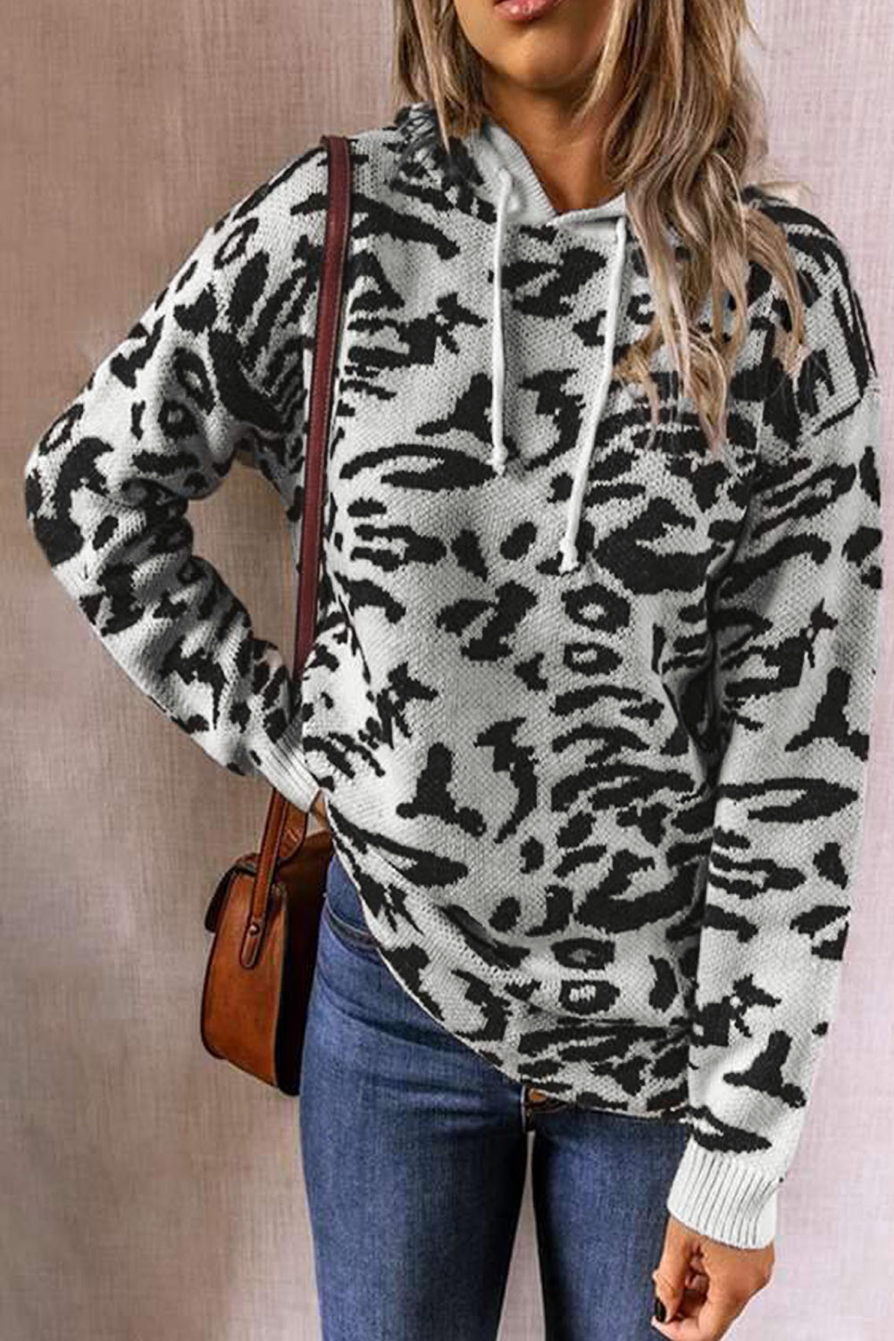 gray leopard print sweater