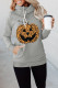 Gray Cowl Neck Pumpkin Print Halloween Hoodie