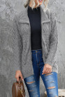 Gray Zip-up Open Front Knitted Sweater