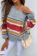 Gray Color Block Knitted Drop Shoulder Pullover Sweater