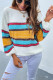 Yellow Color Block Knitted Drop Shoulder Pullover Sweater