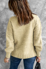 Beige Lace Scalloped V-Neck Side Split Loose Sweater