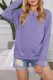 Purple Solid Crew Neck Pullover Sweatshirt