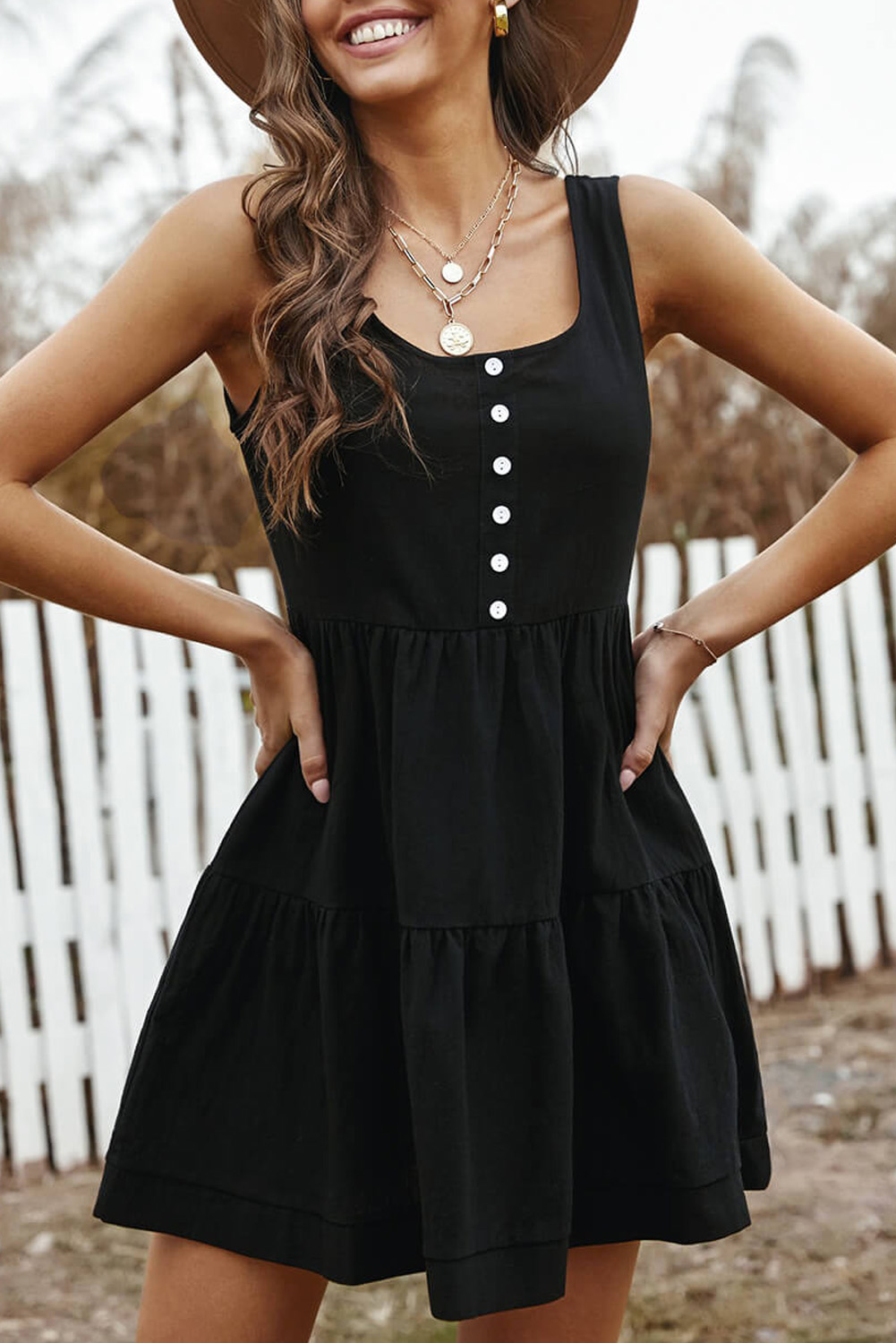 Black Tiered Ruffled Mini Dress - (US 16-18)XL