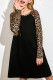 Black Leopard Patchwork Girl's Long Sleeve Dress