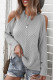 Gray Cold Shoulder Texture Long Sleeve Sweater