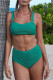 Green Ribbed Knit Sports Bra High-waisted Bikini Set