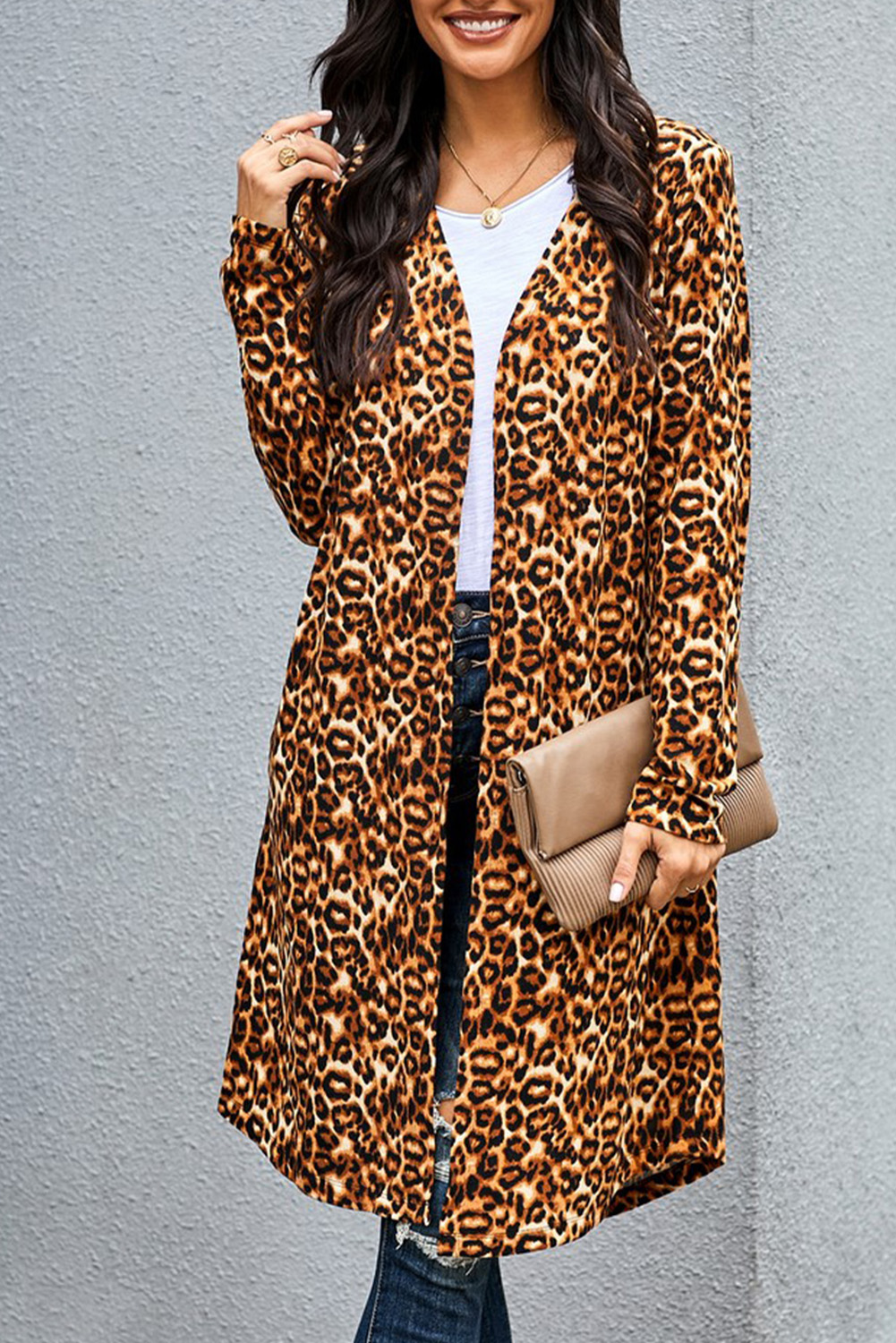 Classic Leopard Print Long Cardigan - (US 4-6)S