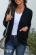 Black Chunky Knit Solid Cardigan with Pocket
