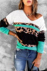 Suéter con cuello en V y estampado de leopardo